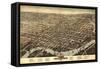 Wilmington, Delaware - Panoramic Map-Lantern Press-Framed Stretched Canvas