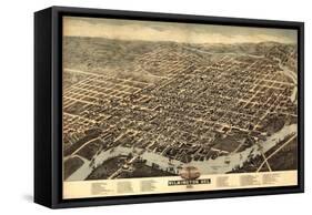 Wilmington, Delaware - Panoramic Map-Lantern Press-Framed Stretched Canvas