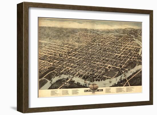 Wilmington, Delaware - Panoramic Map-Lantern Press-Framed Art Print