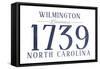 Wilmington, North Carolina - Established Date (Blue)-Lantern Press-Framed Stretched Canvas