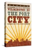 Wilmington, North Carolina - Skyline and Sunburst Screenprint Style-Lantern Press-Stretched Canvas