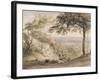 Wilmot's Hill, Kent (W/C, B/C and Chalk on Paper)-Samuel Palmer-Framed Giclee Print