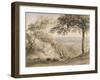 Wilmot's Hill, Kent (W/C, B/C and Chalk on Paper)-Samuel Palmer-Framed Giclee Print