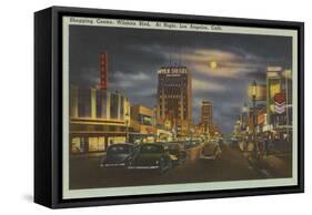 Wilshire Boulevard at Night-null-Framed Stretched Canvas
