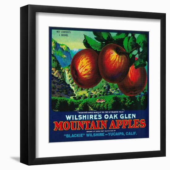 Wilshire's Oak Glen Apple Crate Label - Yucaipa, CA-Lantern Press-Framed Art Print