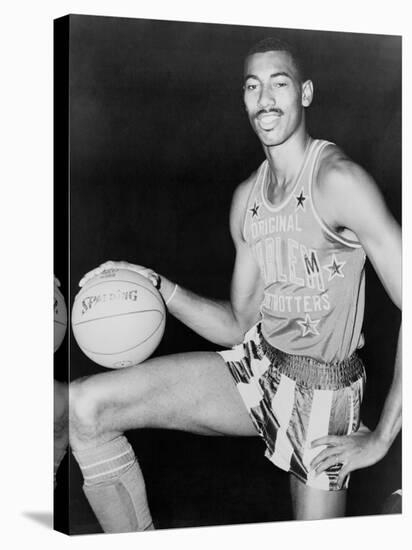 Wilt Chamberlain in Harlem Globetrotters Uniform, 1959-null-Stretched Canvas