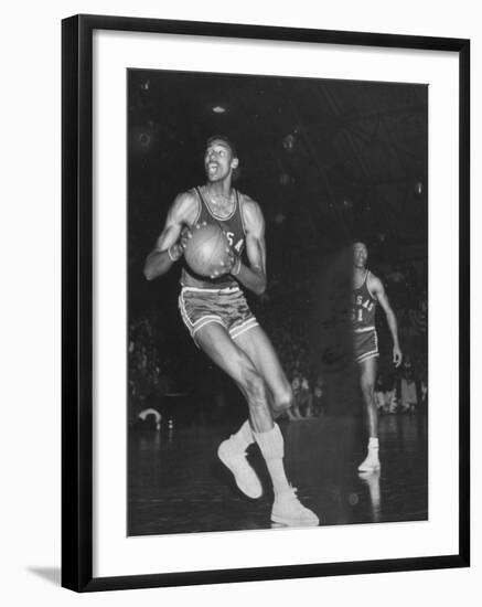 Wilt Chamberlain Playing Basketball During a Game Against Iowa State-Stan Wayman-Framed Premium Photographic Print