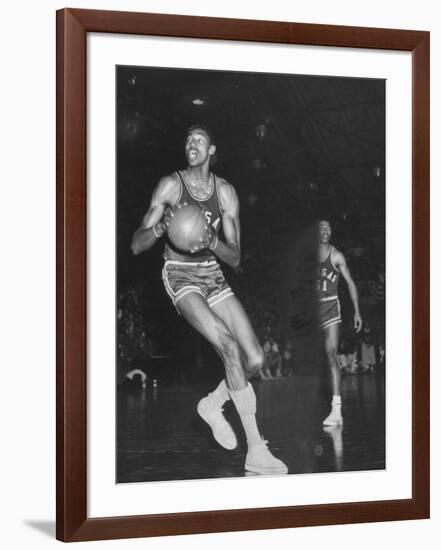 Wilt Chamberlain Playing Basketball During a Game Against Iowa State-Stan Wayman-Framed Premium Photographic Print