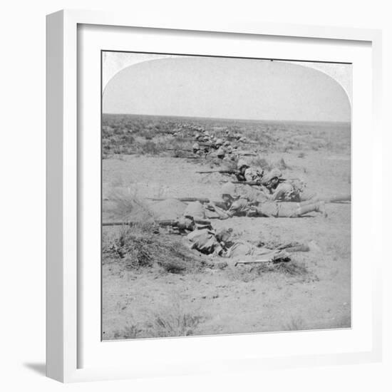Wiltshire Boys Stealing on the Enemy at the Orange River, South Africa, 2nd Boer War, 1900-Underwood & Underwood-Framed Giclee Print