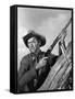 Winchester 73 by AnthonyMann with James Stewart, 1950 (b/w photo)-null-Framed Stretched Canvas