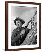 Winchester 73 by AnthonyMann with James Stewart, 1950 (b/w photo)-null-Framed Photo