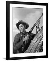 Winchester 73 by AnthonyMann with James Stewart, 1950 (b/w photo)-null-Framed Photo