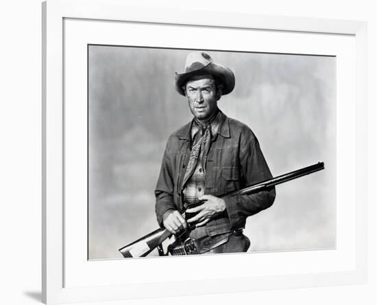 Winchester 73 by AnthonyMann with James Stewart, 1950 (b/w photo)-null-Framed Photo