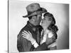 Winchester 73 by AnthonyMann with James Stewart and Shelley winters, 1950 (b/w photo)-null-Stretched Canvas