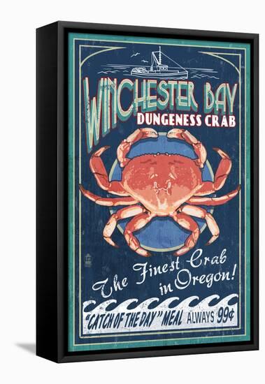 Winchester Bay, Oregon - Dungeness Crab-Lantern Press-Framed Stretched Canvas