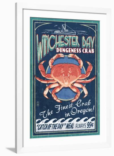 Winchester Bay, Oregon - Dungeness Crab-Lantern Press-Framed Art Print