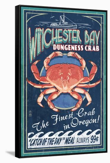 Winchester Bay, Oregon - Dungeness Crab-Lantern Press-Framed Stretched Canvas