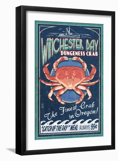 Winchester Bay, Oregon - Dungeness Crab-Lantern Press-Framed Art Print