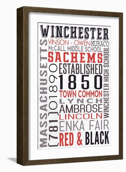 Winchester, Massachusetts-Lantern Press-Framed Art Print