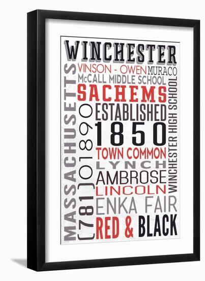 Winchester, Massachusetts-Lantern Press-Framed Art Print