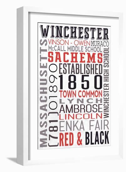 Winchester, Massachusetts-Lantern Press-Framed Art Print