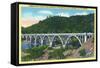 Winchester, Oregon, View of the Booth Bridge over Umpqua River-Lantern Press-Framed Stretched Canvas