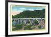 Winchester, Oregon, View of the Booth Bridge over Umpqua River-Lantern Press-Framed Premium Giclee Print