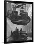 Winching a Tank with an Overhead Crane at a Factory in St. Petersburg-null-Framed Premium Giclee Print