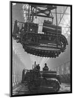 Winching a Tank with an Overhead Crane at a Factory in St. Petersburg-null-Mounted Art Print