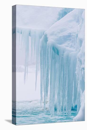 Wind and Water Sculpted Iceberg with Icicles at Booth Island, Antarctica, Polar Regions-Michael Nolan-Stretched Canvas