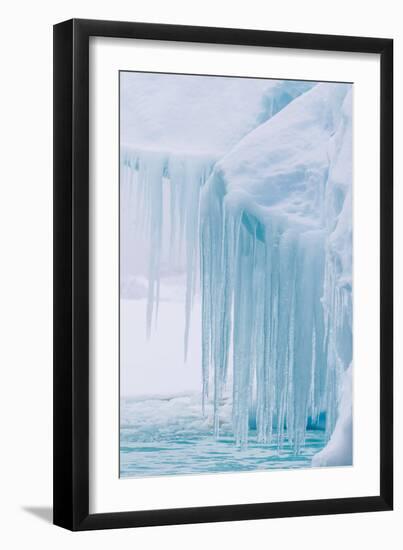 Wind and Water Sculpted Iceberg with Icicles at Booth Island, Antarctica, Polar Regions-Michael Nolan-Framed Photographic Print