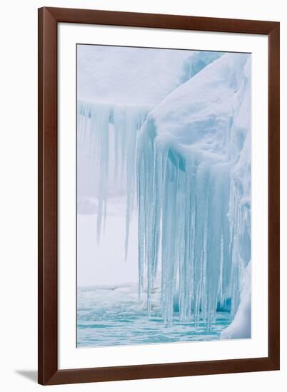 Wind and Water Sculpted Iceberg with Icicles at Booth Island, Antarctica, Polar Regions-Michael Nolan-Framed Photographic Print