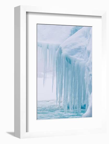 Wind and Water Sculpted Iceberg with Icicles at Booth Island, Antarctica, Polar Regions-Michael Nolan-Framed Photographic Print