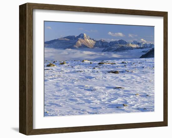 Wind-Blown Snow & Longs Peak Above Clouds, Rocky Mountains, Colorado, USA-Scott T. Smith-Framed Photographic Print