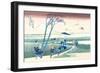 Wind Buffets Travelers in View of Mount Fuji-Katsushika Hokusai-Framed Art Print