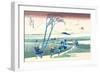 Wind Buffets Travelers in View of Mount Fuji-Katsushika Hokusai-Framed Art Print