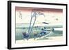 Wind Buffets Travelers in View of Mount Fuji-Katsushika Hokusai-Framed Art Print