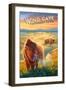 Wind Cave National Park, South Dakota - Oil Painting-Lantern Press-Framed Art Print