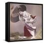 Wind Costume, a Young Japanese Girl in the Rain, c.1890-null-Framed Stretched Canvas