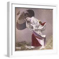 Wind Costume, a Young Japanese Girl in the Rain, c.1890-null-Framed Giclee Print