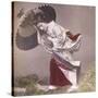 Wind Costume, a Young Japanese Girl in the Rain, c.1890-null-Stretched Canvas