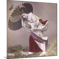 Wind Costume, a Young Japanese Girl in the Rain, c.1890-null-Mounted Giclee Print