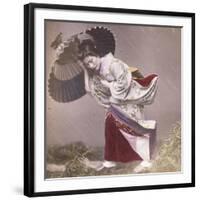 Wind Costume, a Young Japanese Girl in the Rain, c.1890-null-Framed Giclee Print