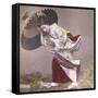 Wind Costume, a Young Japanese Girl in the Rain, c.1890-null-Framed Stretched Canvas