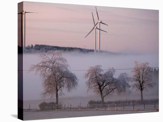 Wind Generators in Eifel Region Mountains Near Hallschlag, Germany, December 29, 2006-Roberto Pfeil-Stretched Canvas