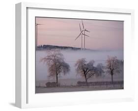 Wind Generators Stand on the Ridge of the Eifel Region Mountains Near Hallschlag, Germany-null-Framed Photographic Print