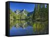 Wind Mountain Reflects in a Beaver Pond in the Lewis and Clark National Forest, Montana, USA-Chuck Haney-Framed Stretched Canvas