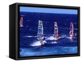 Wind Surfers on the Coast of Maui, Hawaii, USA-Charles Sleicher-Framed Stretched Canvas