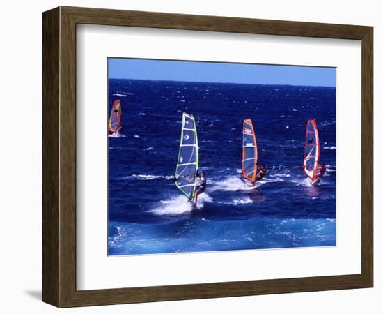 Wind Surfers on the Coast of Maui, Hawaii, USA-Charles Sleicher-Framed Photographic Print