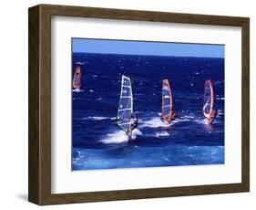 Wind Surfers on the Coast of Maui, Hawaii, USA-Charles Sleicher-Framed Photographic Print